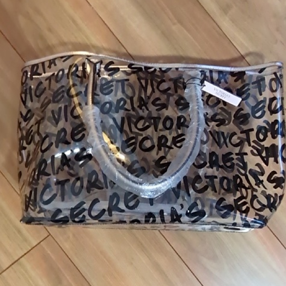 Victoria's Secret Transparent Black Lettering Tote